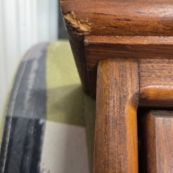 Vtg Oak Wood Medicine Cabinet Hand Painted Primitive Spice Rack Shelves Signed - Picture 15 of 16